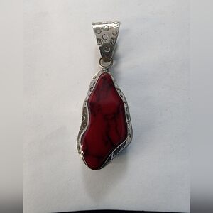 Vintage Mexico Red Jasper and Sterling Silver Pendant